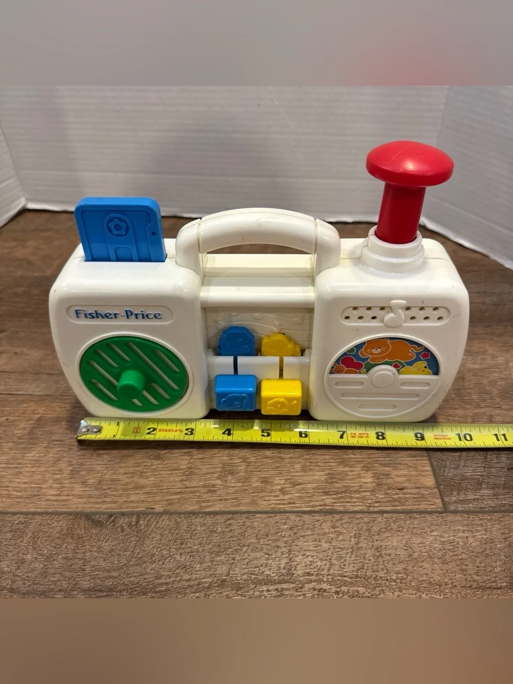 Vintage Fisher-Price Pretend Radio Music Toy White Red Blue Yellow